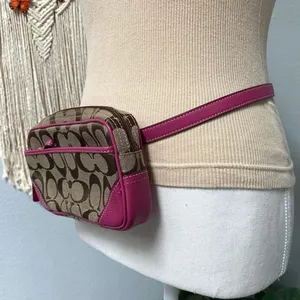 Coach Signature Hot Pink Brown Waist Pouch Belt Bag thumbnail 3