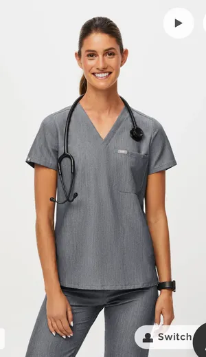 Figs Caterina One Pocket Scrub Top in Graphite Sz M / P thumbnail 1
