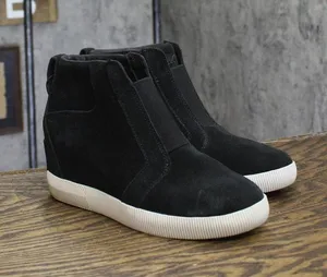 Sorel Out N About Pull-On Wedge Sneakers 2058651 Black / Sea Salt 6M thumbnail 1