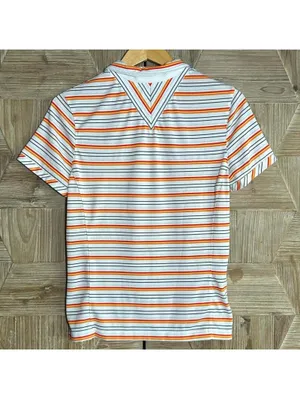 Tail Tech Striped Quarter Zip Golf Shirt Orange, Black & White Size S Athleisure thumbnail 3