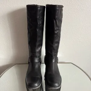 FRYE Black Leather Phillip Harness Tall Knee High Preppy Moto Riding Boots thumbnail 9