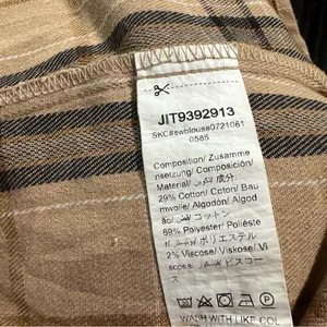 Women Plaid Tan & Black Collared Long Sleeve Buttondown Relaxed Fit Shirt‎ Sz L thumbnail 12