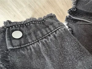 Zara Black Denim Rhinestone Fringe Oversized Jacket Size S thumbnail 8
