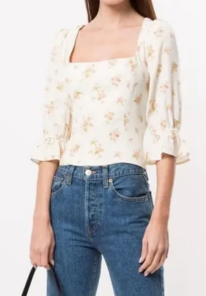 Reformation Ana Ruffled Floral Blouse in Mildred size 6 $148 thumbnail 1