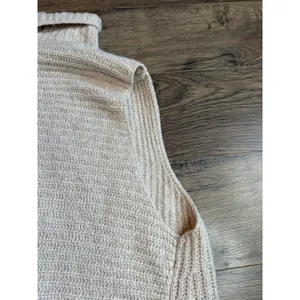 Womens LOFT sleeveless sweater draped vest oatmeal knit shawl cozy size M/L‎ thumbnail 7