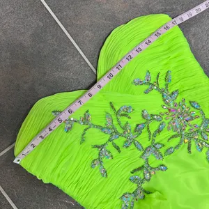 Mac Duggal Strapless Bedazzled Sparkle Long Chiffon Gown Dress Neon Green 10 thumbnail 9