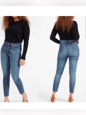 Everlane High Rise Medium Wash Skinny Jeans- Size 30 Regular thumbnail 2