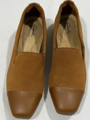 Clarks Women's Two-Tone Tan Suede & Leather Slip-On Flats Sz 8 NWOB thumbnail 8