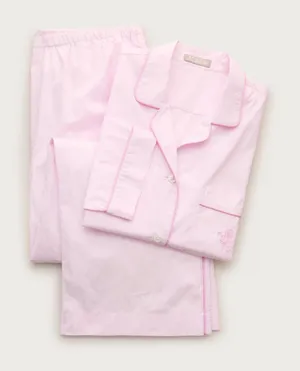 J.Crew Classic "Mom" pajama pant set in end-on-end cotton thumbnail 1