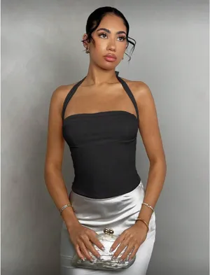Black halter neck top Size M thumbnail 1
