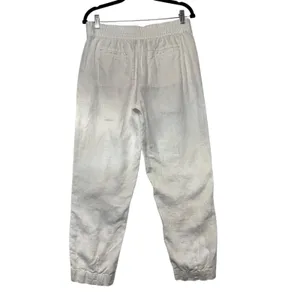 Athleta White 100% Linen Jogger Pants Small Drawstring Elastic Waist Tapered Leg thumbnail 5