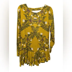 Free People Smooth Talker Tunic Top Womens S Mini Dress‎ Boho Floral Open Back thumbnail 3