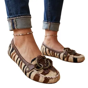 Matisse Zebra Calf Hair Moccasin Loafers Brown Tan‎ Black Size 6.5M thumbnail 1