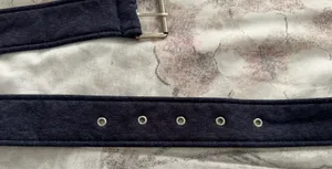 Navy Blue Canvas Fabric Belt with Silver Buckle, size 64” thumbnail 4