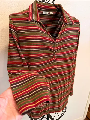 🎇🎇🎇3for 12$🎇🎇🎇Cato Striped Polo Top in Red, Olive & Brown-XL thumbnail 7