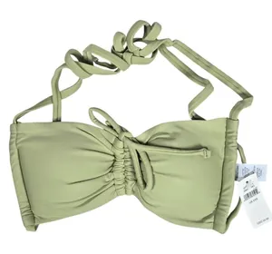 Aerie Ruched Bandeau Bikini Top in Dried Sage XXS‎ NWT thumbnail 1