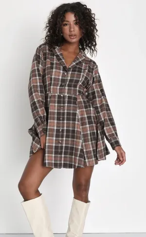 Lulus Plaid Dress Mini thumbnail 1