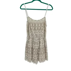 Alice + Olivia Cassia Romper Sleeveless Lace Crochet‎ Zipper White Beige Size 8 thumbnail 3