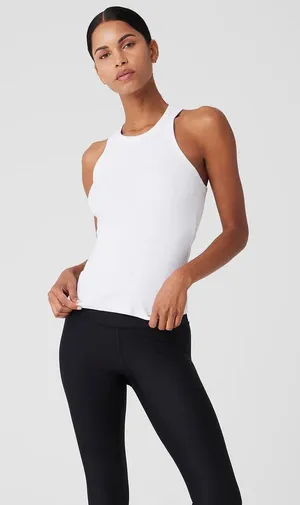 Alo Yoga white Ribbed Devoted Tank XS NWT thumbnail 1