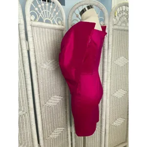AOMEI Fuchsia Satin Oversized Bow Dress M Off Shoulder Cocktail Party Barbiecore thumbnail 7