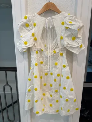 For Love & Lemons NWT Lemon Dot Puff Sleeve Mini Dress Small thumbnail 5