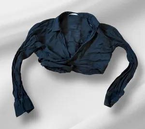 Zara Linen Black Wraparound Cropped Top thumbnail 1