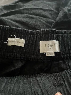 Loft Black Linen Blend High Rise Straight Leg Pants Medium Coastal Minimalist thumbnail 7