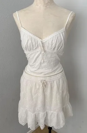 Aerie white cotton blend mini skirt with adjustable waistband - Size M thumbnail 1