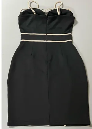 Black Tan Beige Cut-Out Bodycon Dress Size M 🖤✨ thumbnail 2
