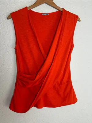 Anthropologie Leifnotes Orange Wrap Tank Top Summer Colorful Casual Sleeveless thumbnail 1