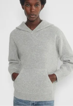 Aritzia Tna Bobby Wool Blend Knit Hoodie in Light Gray thumbnail 1