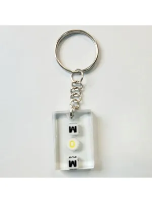 Resin Mom Keychain Handmade Clear Yellow thumbnail 3