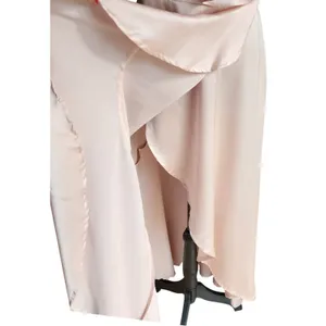 Mulla Womens Wrap Balletcore‎ Dress Blush Pink Ruffle High Low Large thumbnail 4