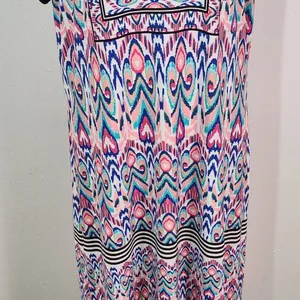 London Times Blue and Pink Mini Shift Dress Size 14 Wedding Guest Dress thumbnail 5