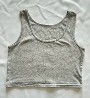 Target NWOT Small Gray Tank Crop Top Round Neck Solid Summer Beach Travel Sport Cruise thumbnail 1