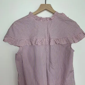Sandro Striped Ruffled Cotton Rose Shirt Midi Dress Womens 2 thumbnail 14