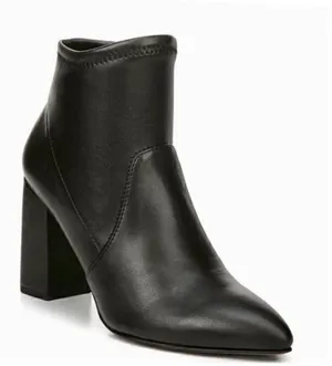 Franco Sarto Kacee Shoes Black Leather Ankle Bootie Zip Block Heel Size 9.5 thumbnail 1