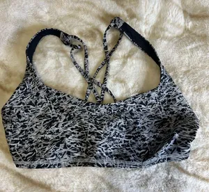 Lululemon Athletica Black and White Free To Be Patterned Sports Bra thumbnail 1