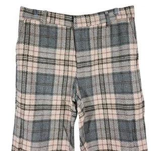 AREA STARS Plaid Wide Leg Pants Trousers Womens‎ Large Pink Grey Flannel Blend thumbnail 3