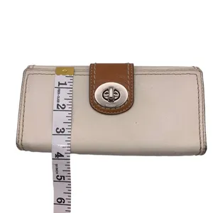 y2k COACH White Brown Turnlock Wallet thumbnail 10