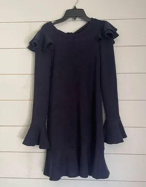 Saylor x Free People Blue Chase Knit Mini Ruffle Sweater Dress Size x-Small thumbnail 3