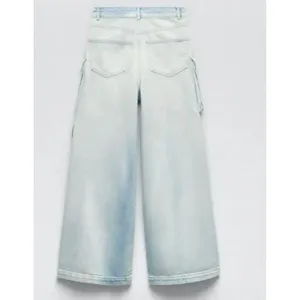 Zara Women Light Wash Multi Pocket Cargo Wide Leg Denim Jeans High Rise SIZE 4 thumbnail 2
