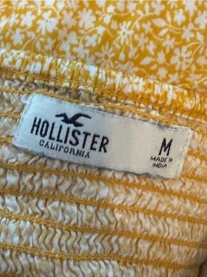 Hollister Yellow Floral Tiered‎ Mini Dress Long Sleeve Size M thumbnail 3