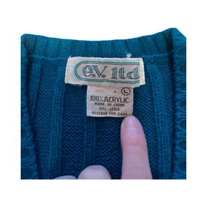 Vintage E.V. Ltd‎ Blue Cable Knit Cardigan Vest Womens Large V-Neck Button Front thumbnail 2