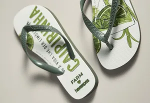 FARM Rio x Havaianas Caipirinha/Lime Print Flip Flops, Size 9/10 thumbnail 2