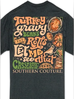Southern Couture Turkey Thanksgiving Fall Long Sleeve Gray Cotton T-shirt Small thumbnail 2