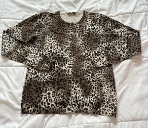 Vintage 90s Y2K Retro August‎ Silk Cheetah Print Cardigan Womens Brown Coquette thumbnail 1