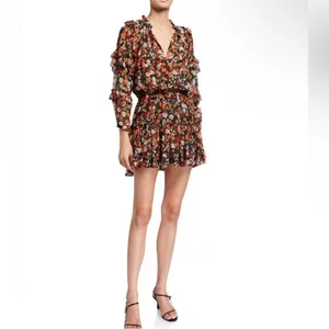 MISA Los Angeles Miss Rizou Safari floral ruffle mini dress . S thumbnail 3