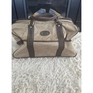 Vintage Peruzzi Florence Italian Canvas Monogram Leather Trim Duffle Bag‎ thumbnail 2