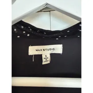 Max studio black polka dot smocked waist long sleeve dress size small thumbnail 4